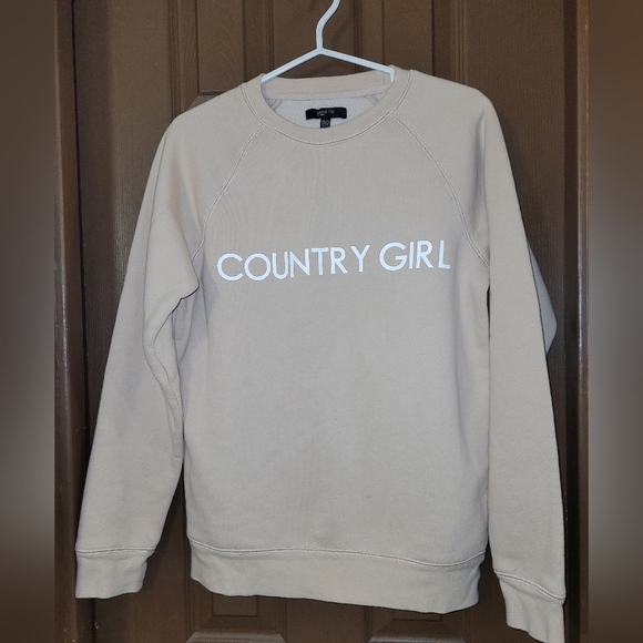 Brunette The Label tan country girl graphic crewneck sweatshirt - Picture 1 of 7